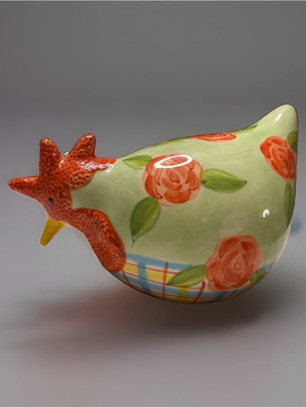 Vintage Handpainted Chicken Ceramic Rooster CBK LTD 1999 Floral Roses